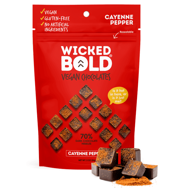 Wicked BOLD 70 Cayenne Dark Chocolate Candy Individual Pack 2.5oz, 28