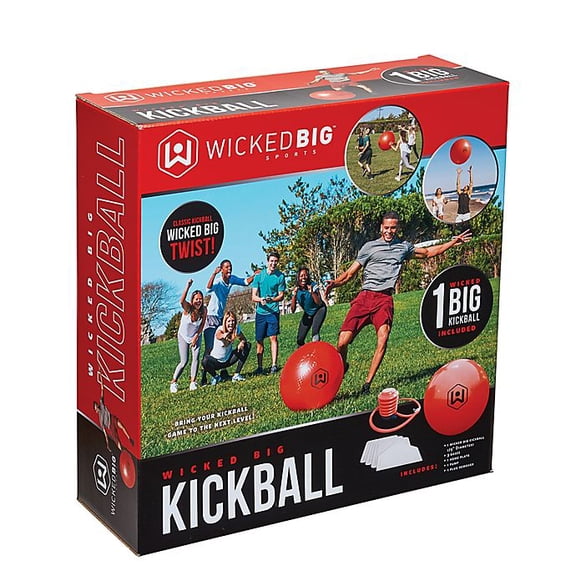 Wicked Big Sports: Oversized 20" Kickball - Red - Giant Inflatable Ball, Bases, Home Plate & Pump Included, Yard Games & Sports, Outdoor Activity