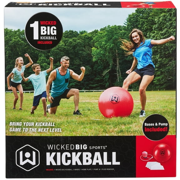 Wicked Big Sports: Oversized 20" Kickball - Red - Giant Inflatable Ball, Bases, Home Plate & Pump Included, Yard Games & Sports, Outdoor Activity