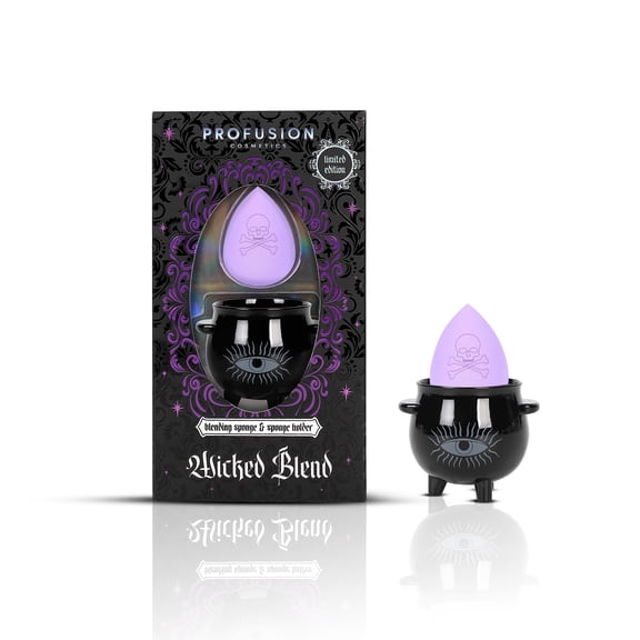 Profusion Cosmetics Wicked Blend Blending Sponge & Sponge Holder, Streak-Free Beauty Blender with Makeup Sponge Organizer, Travel-Friendly Makeup Tool