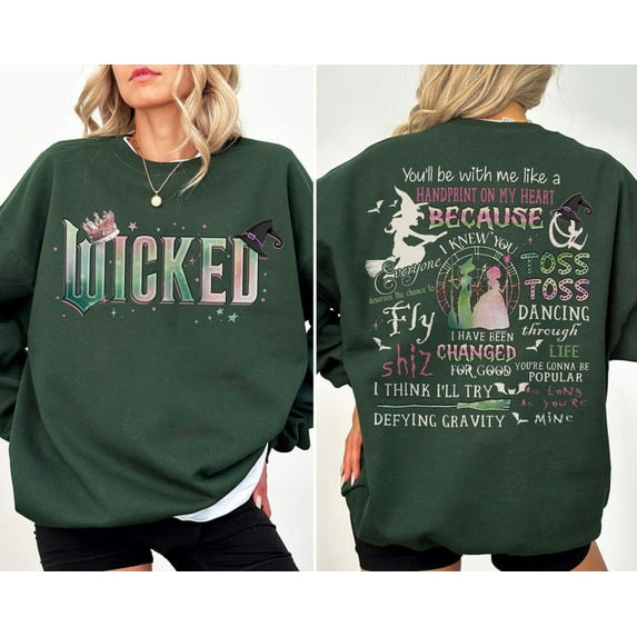 Wicked Changed For Good Book Sweatshirt, Defy Gravity Broomstick Magic Wand, Wicked 2025 Sweatshirt - Sizes S-5XL ,Art Print JSC