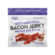 Wicked Cutz Premium Uncured Bacon Jerky, High Quality Natural Smoked BBQ Recipe, 24g Protein, 2 oz