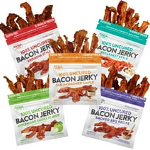 Wicked Cutz Premium Uncured Bacon Jerky, High Quality Natural Smoked Variety, 2 oz, 5-Pack