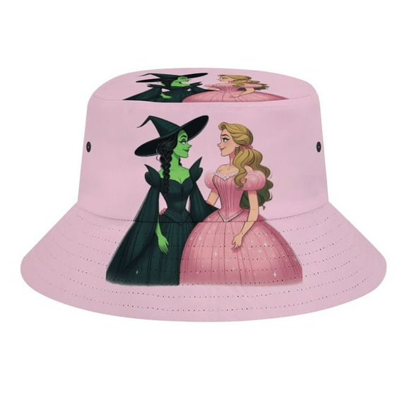 Wicked Elphaba And Galinda Bucket Hat for Women Men Teens, Adjustable Travel Summer Beach Fisherman Cap,Unisex Fishing Outdoor Boonie