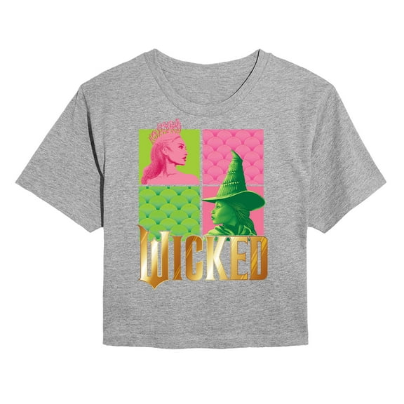 Wicked - Elphaba And Glinda Logo - Juniors Cropped Graphic T-Shirt