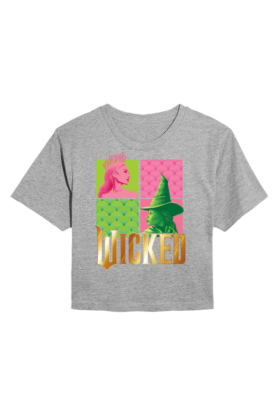 - Elphaba And Glinda Logo - Juniors Cropped Graphic T-Shirt