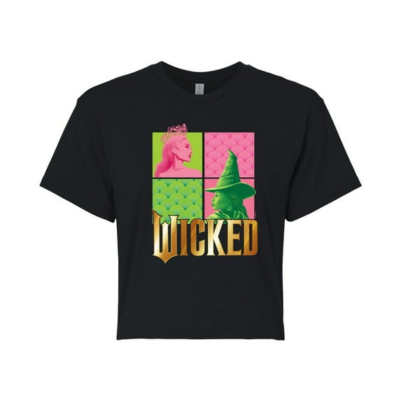 Wicked - Elphaba And Glinda Logo - Juniors Cropped Graphic T-Shirt