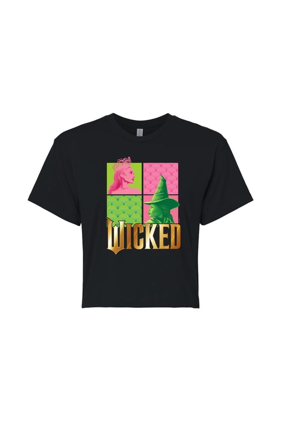 - Elphaba And Glinda Logo - Juniors Cropped Graphic T-Shirt