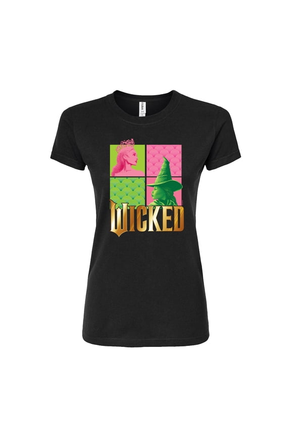 - Elphaba And Glinda Logo - Juniors Fitted Graphic T-Shirt