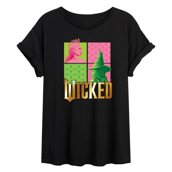 Wicked - Elphaba And Glinda Logo - Women's Oversized Graphic T-Shirt