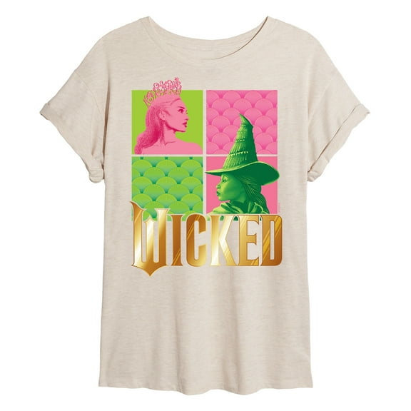 Wicked - Elphaba And Glinda Logo - Women's Oversized Graphic T-Shirt
