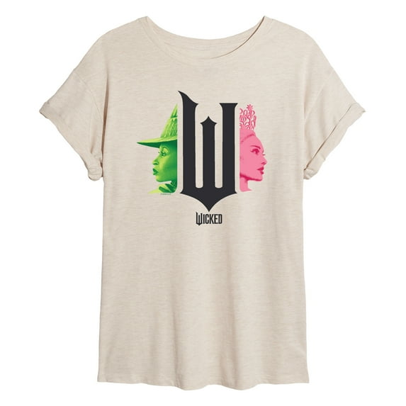 Wicked - Elphaba And Glinda Side Profiles - Women's Oversized Graphic T-Shirt