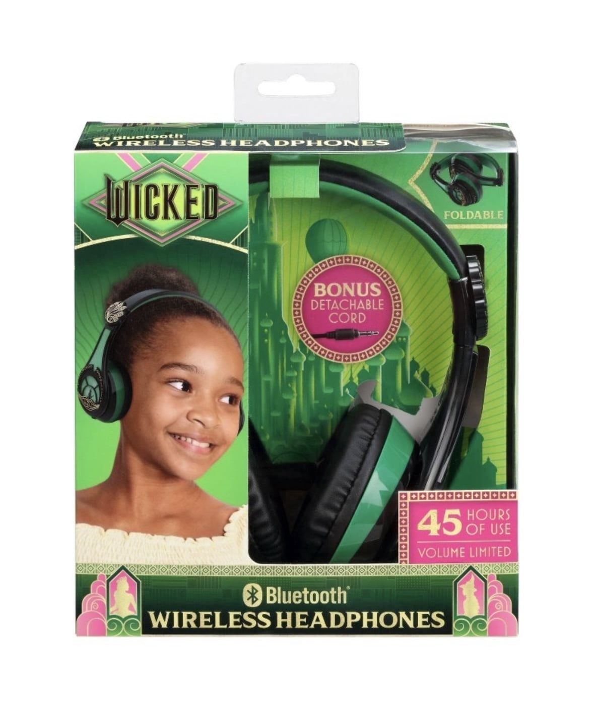 eKids Wicked Elphaba Bluetooth Headphones for Kids, Wireless Headphones with Microphone