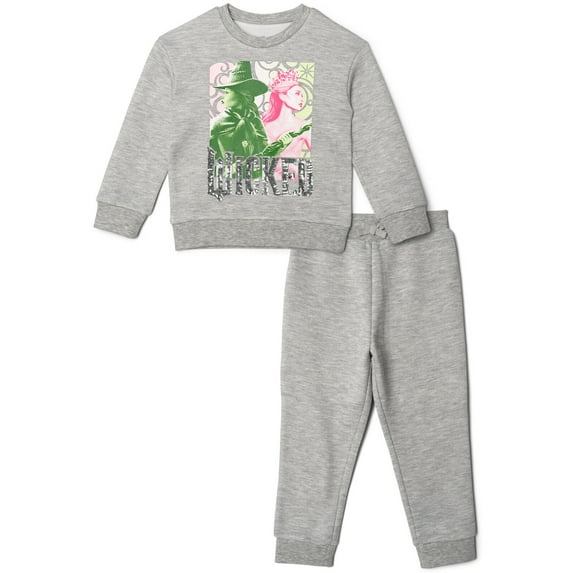 Wicked Elphaba Glinda Fleece Drop Shoulder Pullover Sweatshirt and Jogger Pants Outfit Set Toddler to Big Kid