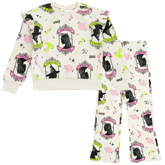 Wicked Elphaba Glinda Fleece Pullover Sweatshirt and Ribbed Flare Leggings Outfit Set Toddler to Big Kid
