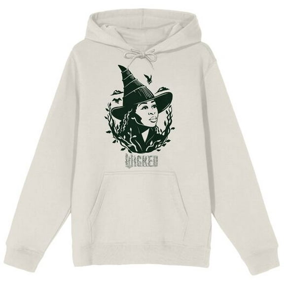 Wicked Elphaba Logo with Wine Frame Adult Cream Long Sleeve Hoodie