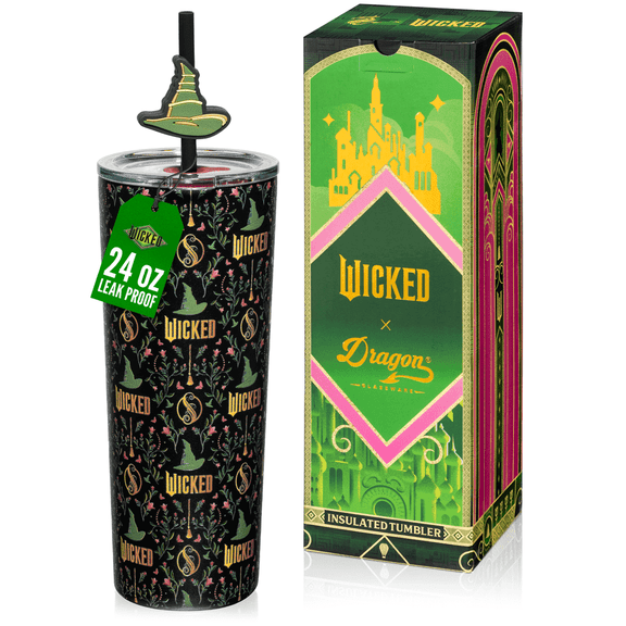 Dragon Glassware x Wicked 24 oz Vacuum Insulated Tumbler with Lid & Straws - Enchanted
