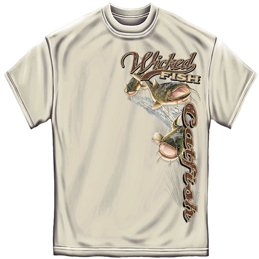 Wicked Fish Catfish Fishing T-shirt by , Sand 