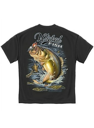  Fishing T-Shirt Wicked Fish Large Mouth Bass with Popper  Jumping Frog Small Ice Gray : Clothing, Shoes & Jewelry