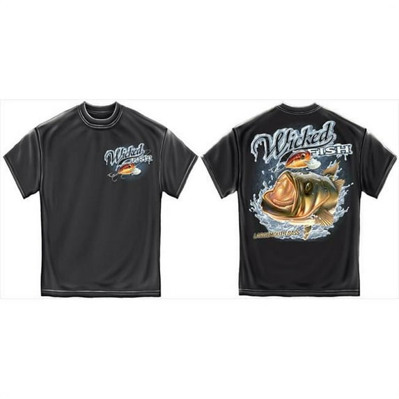 Wicked Fish Largemouth Bass Fishing T-shirt by , Light Gray