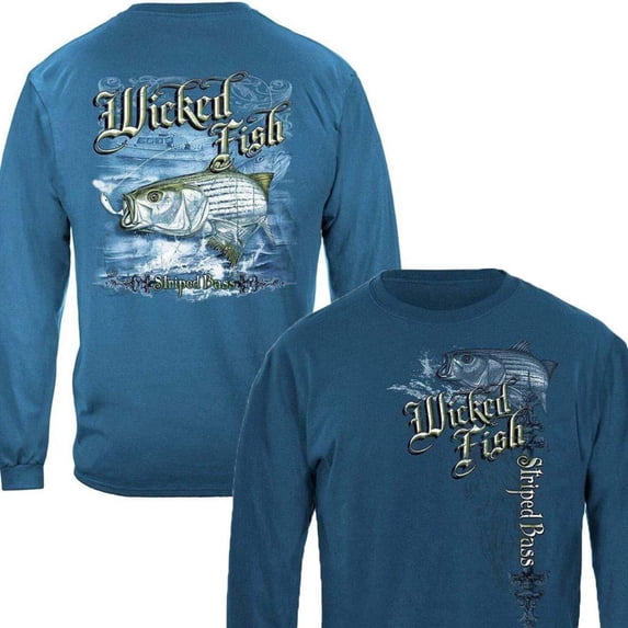 Wicked Fish Striped Bass Hooked Long Sleeve Shirt