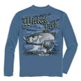 thumbnail image 1 of Wicked Fish Striped Bass Long Sleeve Fishing T-shirt by , Blue, 1 of 3