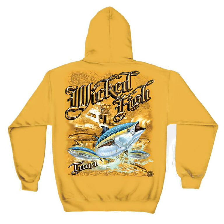 Wicked Fish Tuna Hooded Sweatshirt by , Yellow, 2XL 