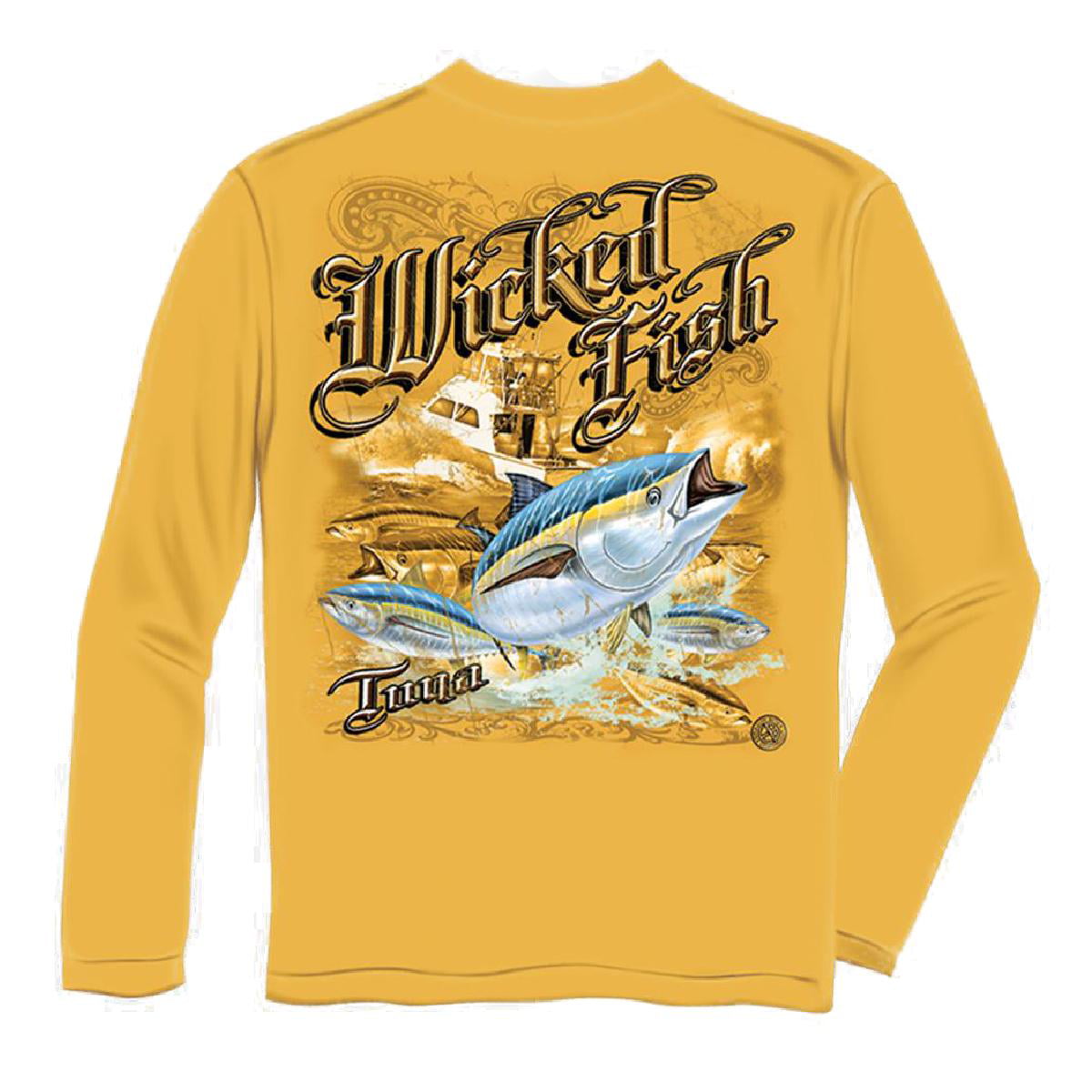 Wicked Fish Tuna Long Sleeve Fishing T-shirt by , Yellow