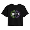 thumbnail image 1 of Wicked - Floral Wicked Logo - Juniors Cropped Short Sleeve Graphic T-Shirt, 1 of 4