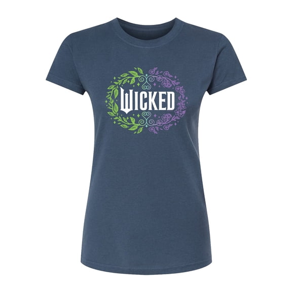 Wicked - Floral Wicked Logo - Juniors Fitted Short Sleeve Graphic T-Shirt
