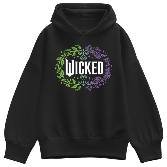 Wicked - Floral Wicked Logo - Ladies Oversized Fleece Hoodie Sweatshirt