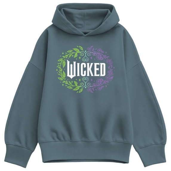 Wicked - Floral Wicked Logo Oversized Fleece Hoodie Sweatshirt