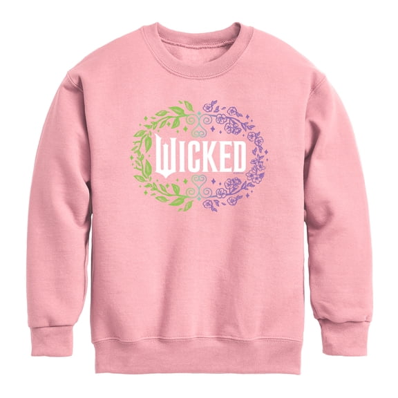 Wicked - Floral Wicked Logo - Youth Boys Crew Fleece Sweatshirt