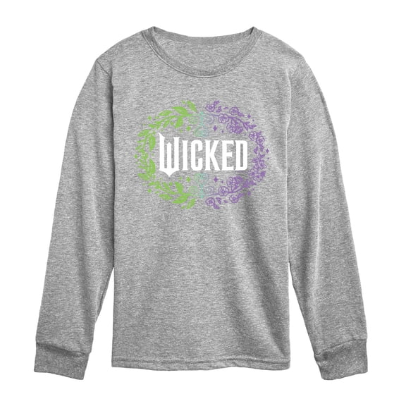 Wicked - Floral Wicked Logo - Youth Boys Long Sleeve Graphic T-Shirt