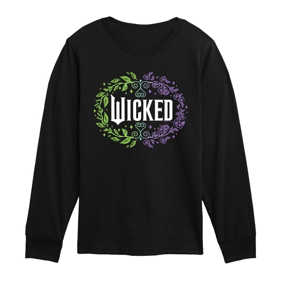 Wicked - Floral Wicked Logo - Youth Boys Long Sleeve Graphic T-Shirt