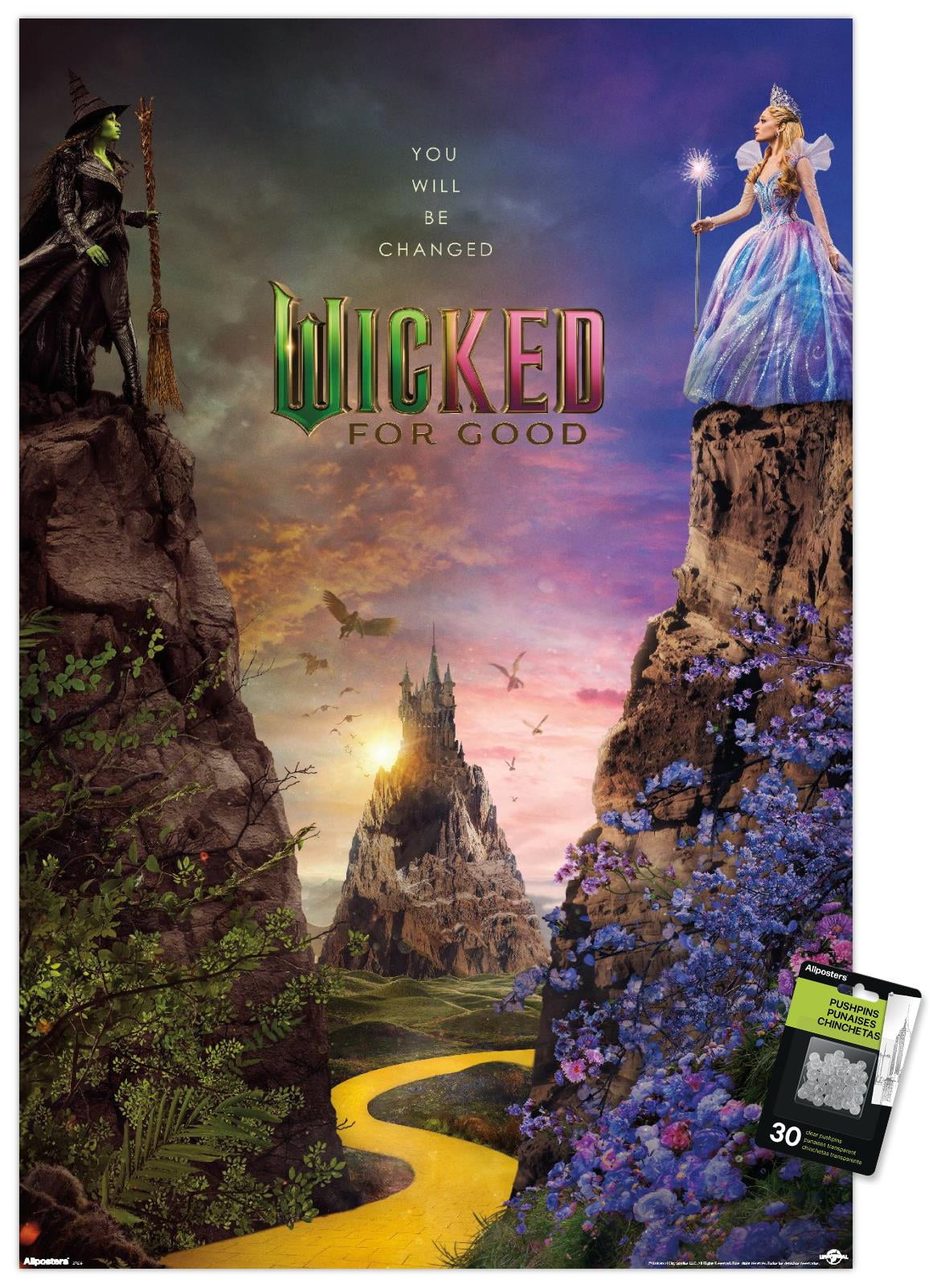 Wicked: For Good (2025) - Cliff One Sheet Wall Poster with Push Pins ...