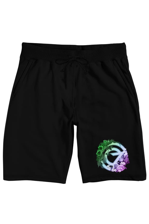 Wicked: For Good Pink and Green Title Art Men's Black Lounge Shorts-Large