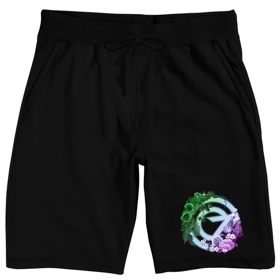 Wicked: For Good Pink and Green Title Art Men’s Black Lounge Shorts-XL