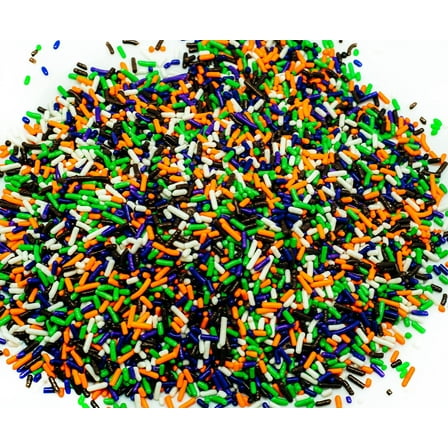 Wicked and Frightful Mix - Orange White Black Purple and Lime Green Halloween Jimmies - Cake Pop Cookie Cupcake Cakes Semi - Sweet Edible Confetti Decorations Sprinkles Dessert Jimmies Toppers - 4 oz