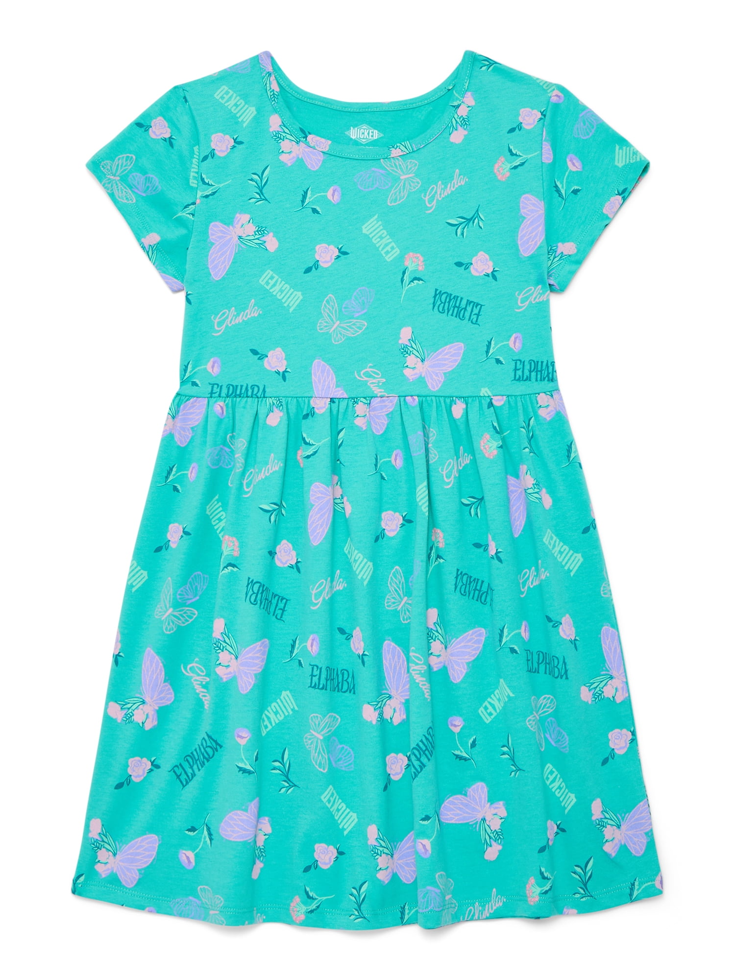 Hello Kitty - Brandclub - Girls' Allover Print Dress with Short Sleeves,  Sizes 4-12