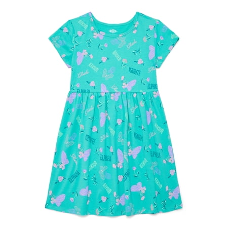 Wicked Girls' Allover Print Dress with Short Sleeves, Sizes 4-12