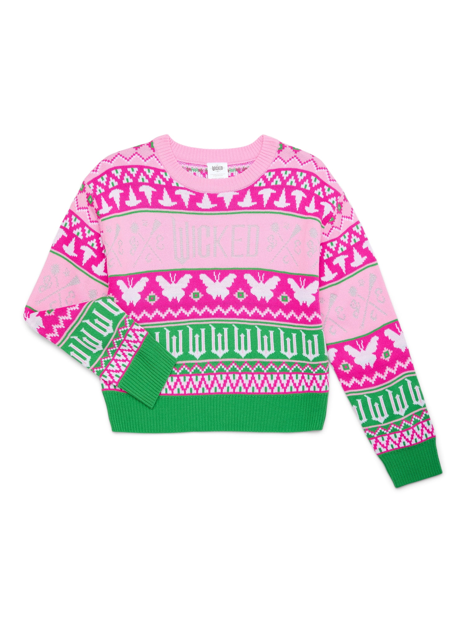 Wicked Girls Metallic Lurex Holiday Sweater, Sizes 4-16