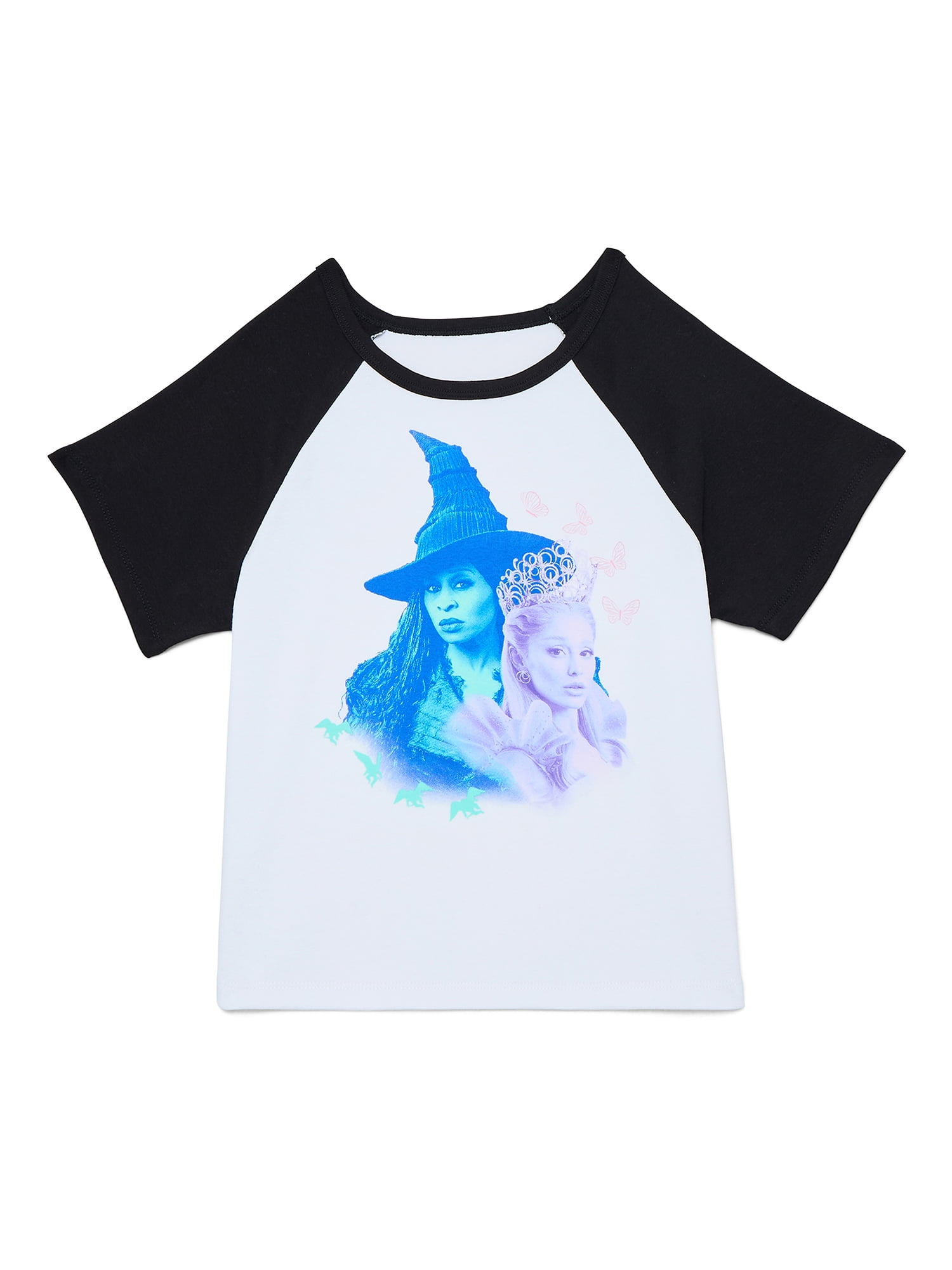 Wicked Girls Two Halves Raglan Graphic Tee with Short Sleeves, Sizes 4-16