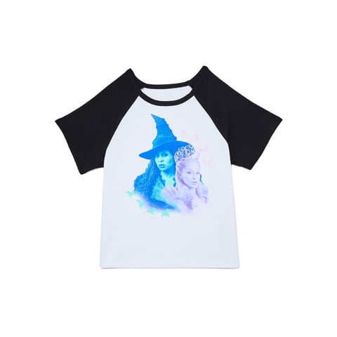 Wicked Girls Two Halves Raglan Graphic Tee with Short Sleeves, Sizes 4-16