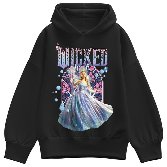 Wicked - Glinda Fun Florals - Ladies Oversized Fleece Hoodie Sweatshirt