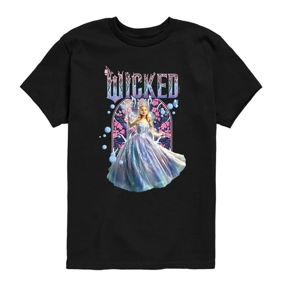Wicked - Glinda Fun Florals - Youth Short Sleeve Graphic T-Shirt