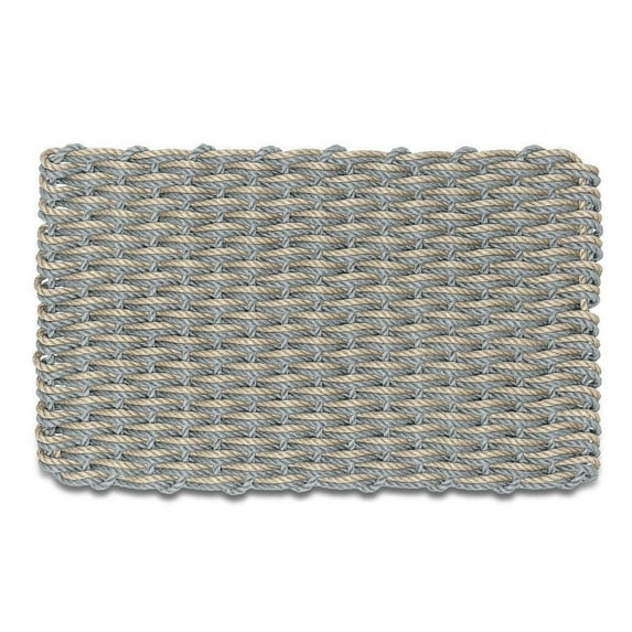 Wicked Good Doormats, Outdoor Door Mats, Marine-Grade Rope Front Door Mats Handwoven in Maine, Nautical Rope Doormat, Lobster Rope Doormat, Silver & Dark Tan Double Weave, 18" x 30"
