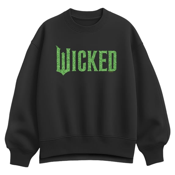 Wicked - Green Glitter Logo - Women's Oversized Fleece Crew Sweatshirt