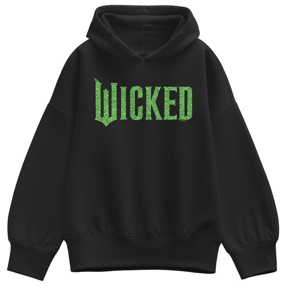 Wicked - Green Glitter Logo - Women's Oversized Fleece Hoodie Sweatshirt
