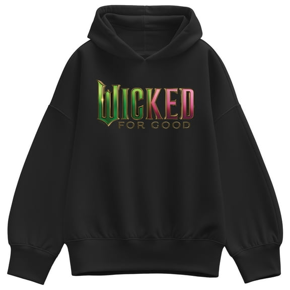 Wicked - Green To Pink   Logo - Ladies Oversized Fleece Hoodie Sweatshirt